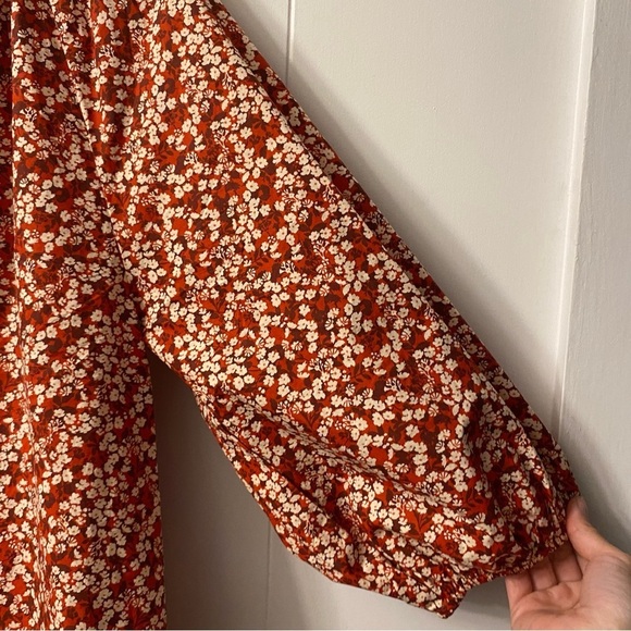 APIECE Apart Mitte Top Floral Blouse Red flowers Patterned Poplin Cotton Organic - Picture 12 of 12